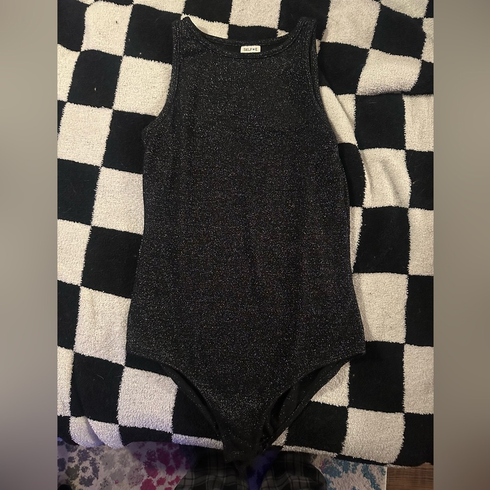 Self-E Shimmery Black Bodysuit